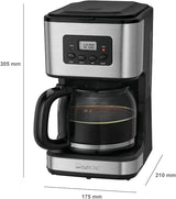 Clatronic® koffiezetapparaat met timer, 1,5 liter karaf voor 12-14 koppen koffie, 24u LCD timer, warmhoudfunctie, antidruppel, verwijderbaar filter, display en indicatielampjes, 900W - KA 3642