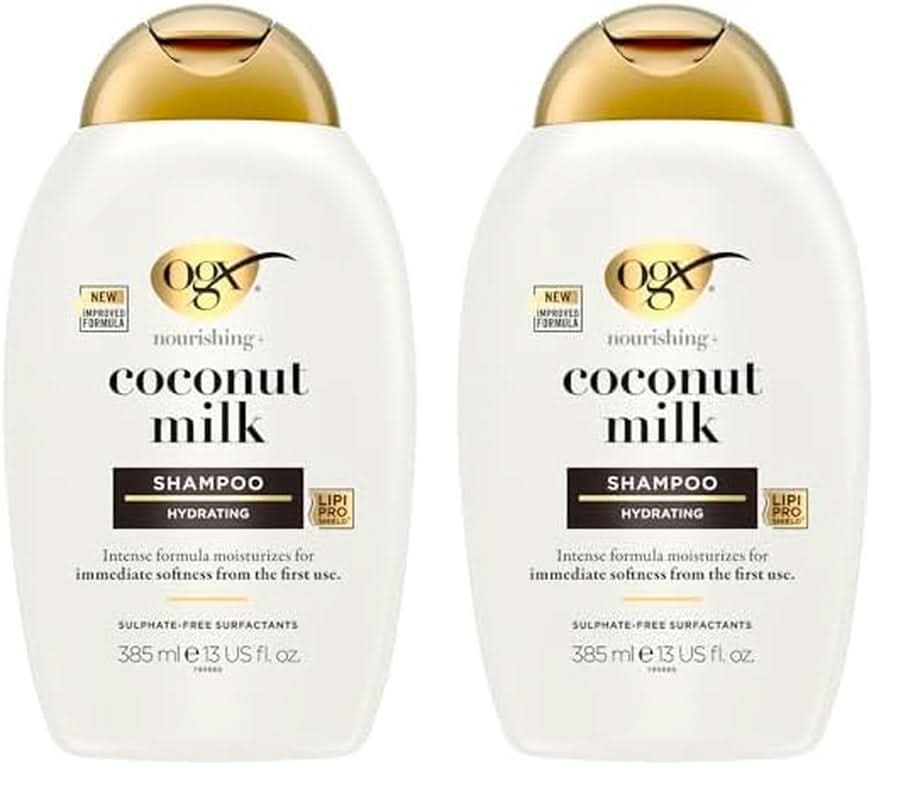Shampoo met kokosmelk OGX (385 ml), hydraterende werking Douche en bad Naty Shop 2 x 385 ml