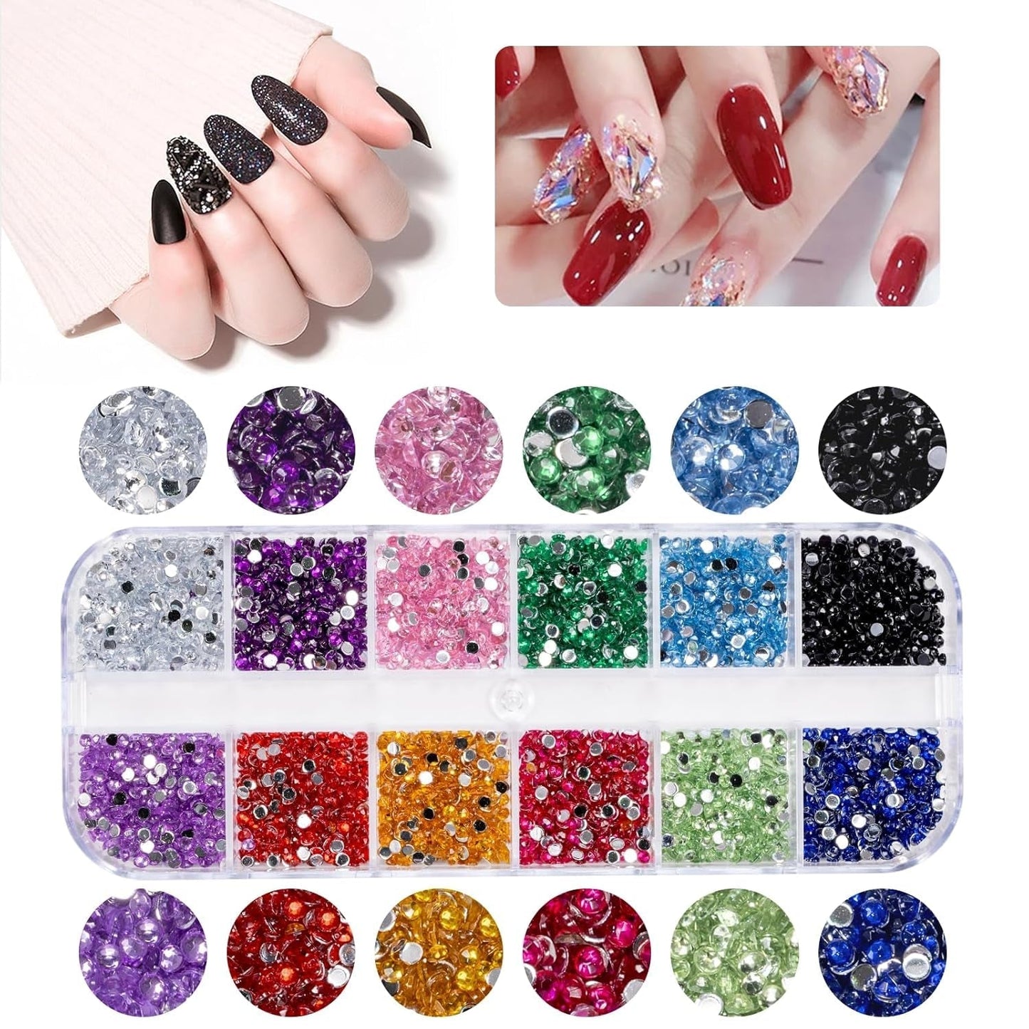 5600 Stück Strasssteine ​​​​Nägel Nail Art, 36 Farben Glitzersteine, Dekorationen Nagelsteine ​​​​Für Nagelkunst, Einschließlich Wachsstift Für Strasssteine ​​en Strass-Picker