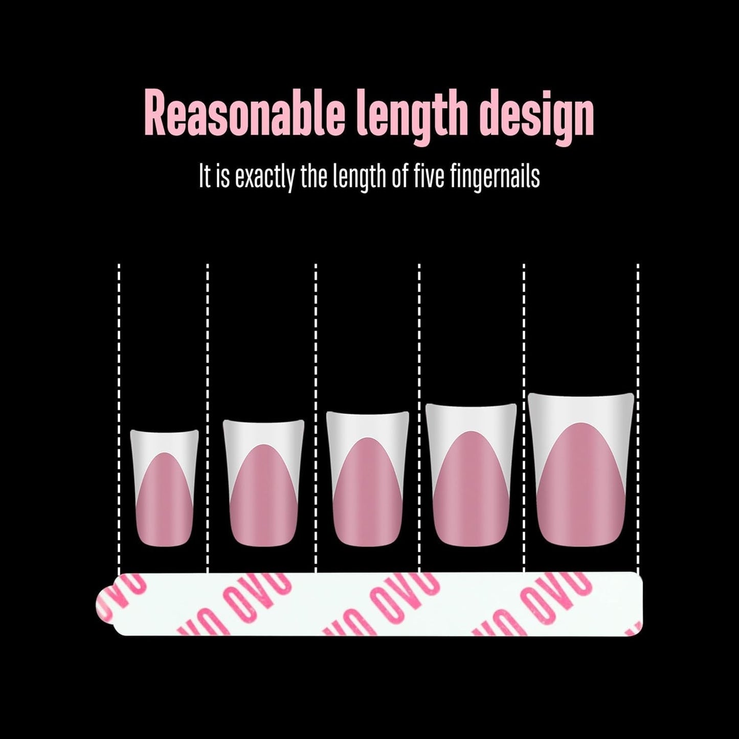 NOVO OVO 360 stuks gemakkelijk af te scheuren druk op nageldisplay zelfklevend vel helder dubbelzijdig nagelkunstbevestiging / verpakking / opslag / praktijk / accessoires, 30 stuks x 12 vellen