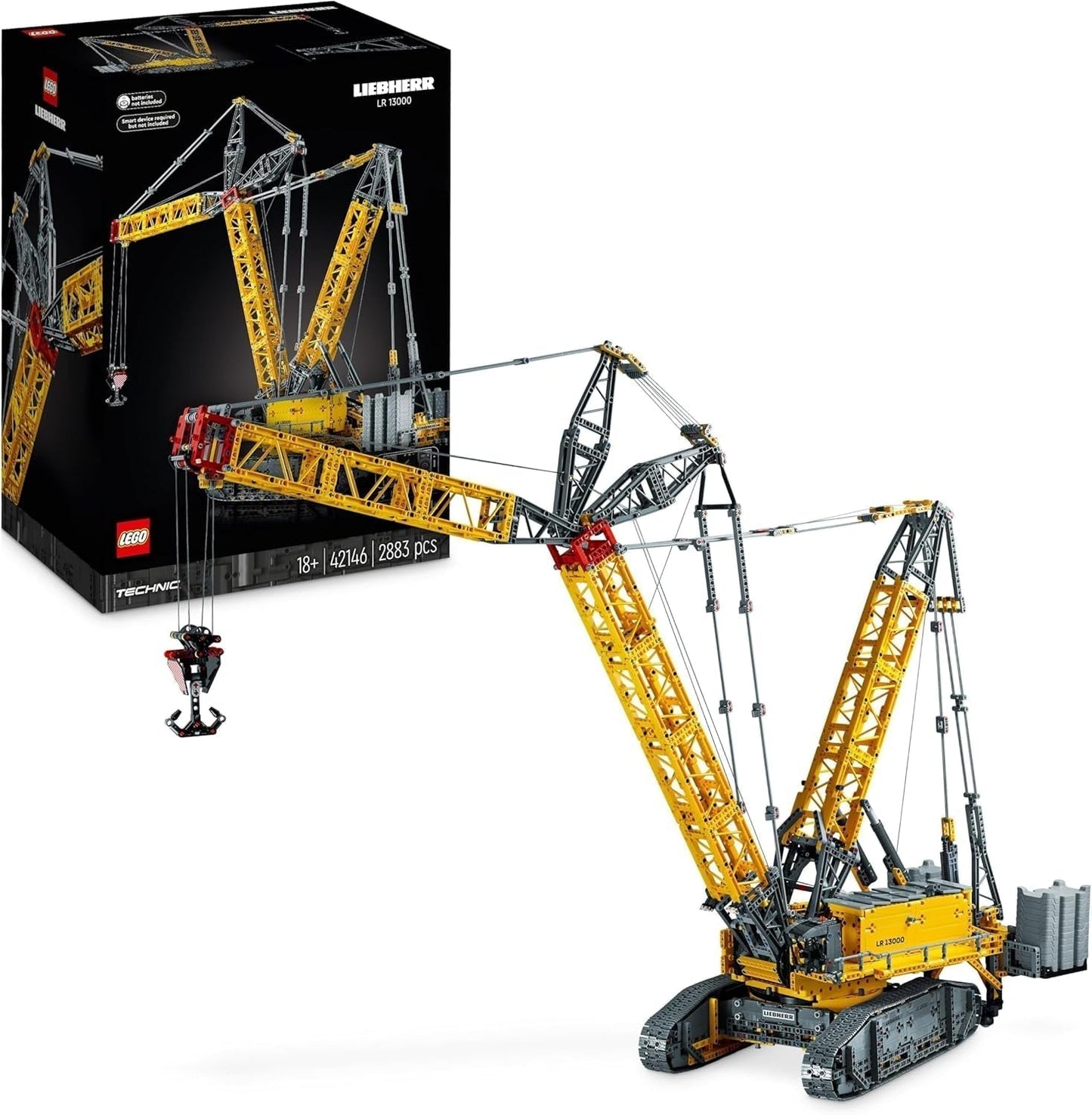 LEGO Technic Liebherr LR 13000 Rupskraanset, bouw het beste op afstand bestuurbare bouwvoertuigmodel met Control+ app, kraan met liersysteem en hefarm, grote modelbouwset voor volwassenen 42146 Bouwsets