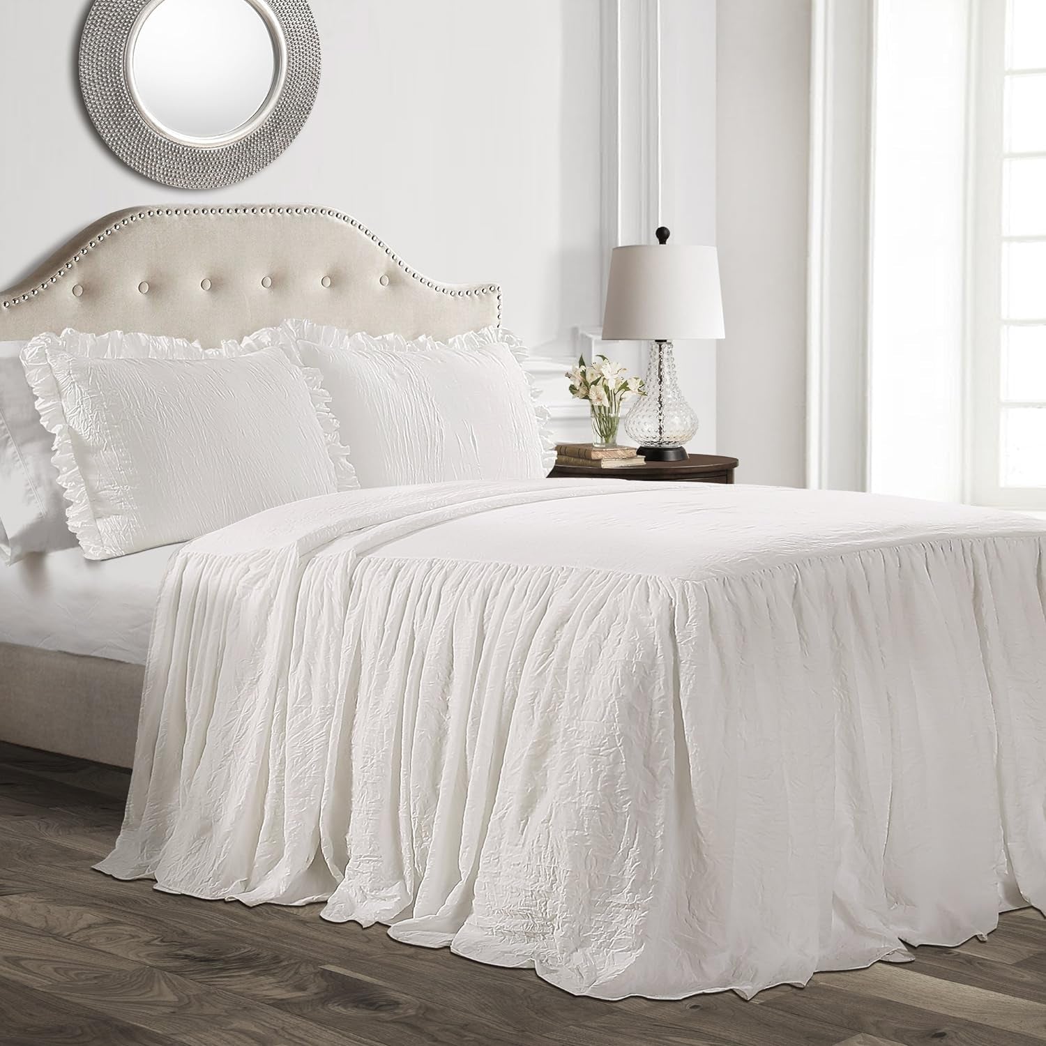 Lush Decor Dekbedovertrek met ruchesrok, polyester, wit, tweepersoonsbed Lush Decor bedden en dekbedden wit kingsize