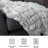 Lavish Home Oversized Gerüschte namaakbontdeken, 152,4 x 203,2 cm, jacquard namaakbont, queensize plaid voor bedden en banken, grijze bedden en dekens Lavish Home