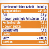 Mango in appel- en perziksaus met een zakje koekjes (6 x 120 g), zonder toegevoegde suiker, gemaakt van mild fruit en waardevolle granen, ideaal voor verpakte snacks en voor onderweg.