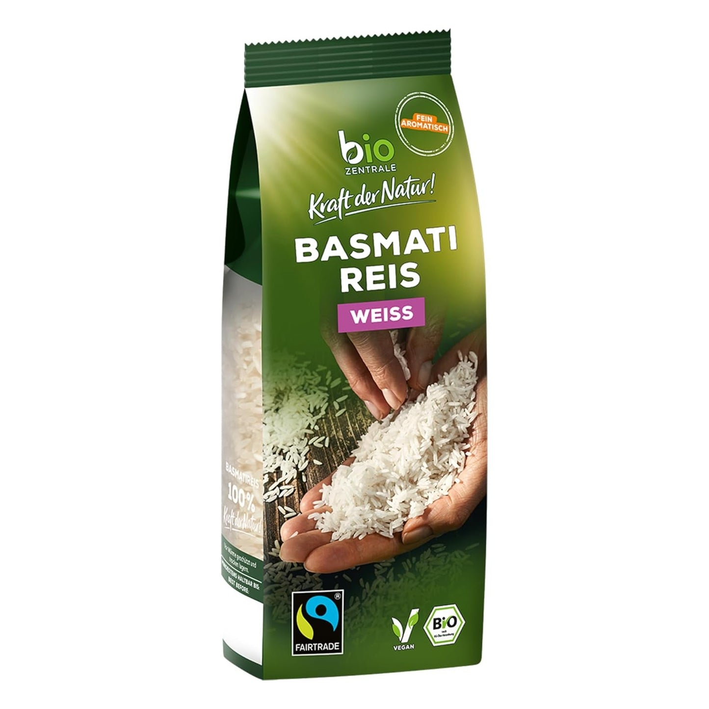 Biocentrale witte Basmatirijst | 7 x 500 g | Fairtrade-certificaat | Traditionele granen | Ideaal voor oosterse gerechten en curries | Gemakkelijk recycleerbare verpakking (monofilm)