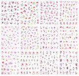 JMEOWIO Nagelsticker Frühling Blume 12 Blatt Nail Art Sticker Selbstklebend Nagelaufkleber Blätter Decoratie Nageldesign Zubehör