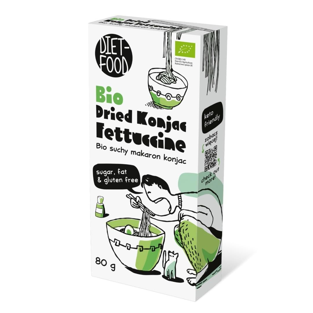 Fettuccine Konjac Shirataki Biologisch 80g - Calorie- en koolhydraatarm, glutenvrij, koolhydraatarm, geschikt voor keto-diëten, met tapiocameel