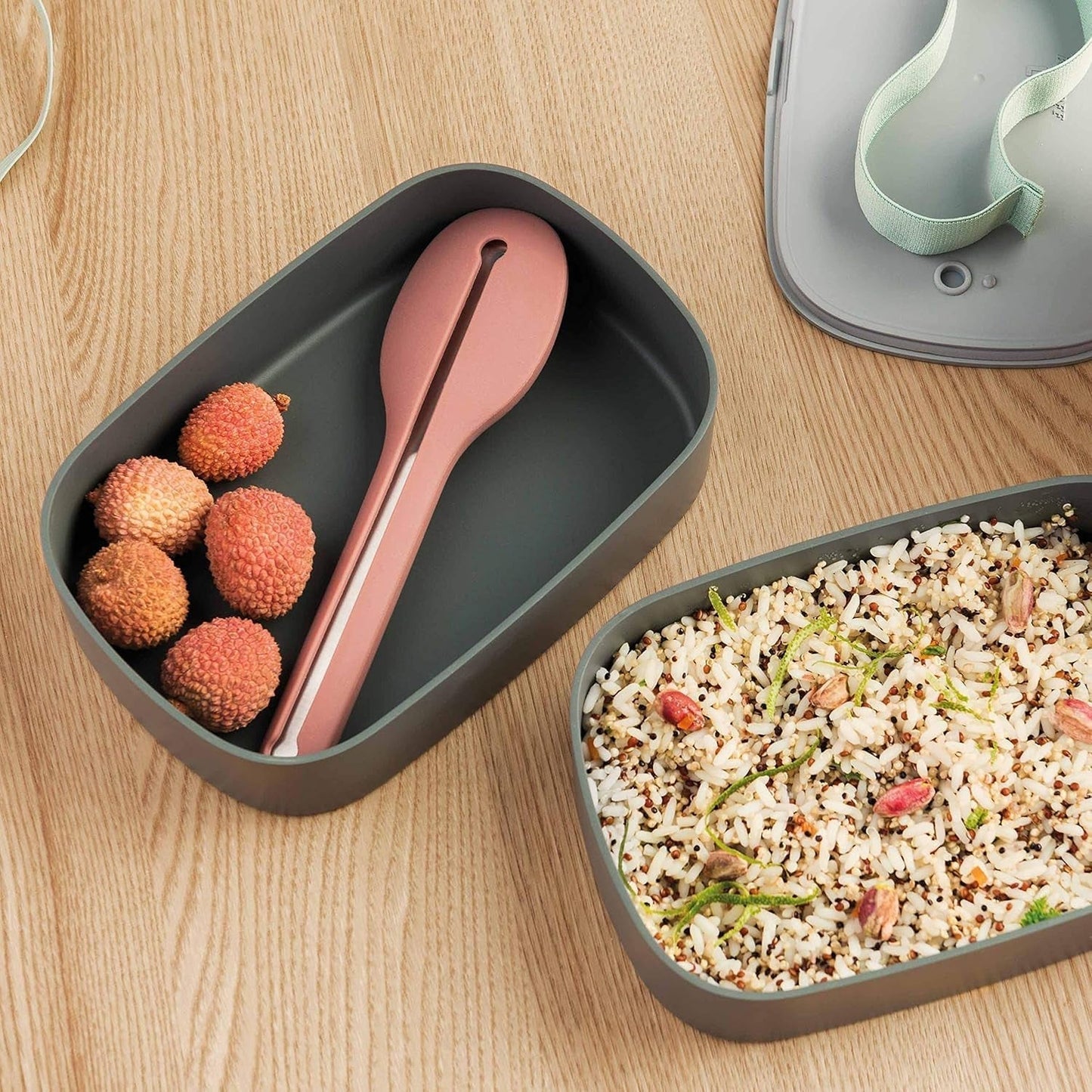 BergHoff dubbele bentobox - Leo (lunchboxset 19x12,5x9 cm, twee dozen, magnetronbestendig, luchtdicht afgesloten, vaatwasmachinebestendig, ideaal voor snacks / snacks / salade) 3950126 Voedselbewaardozen Naty Shop