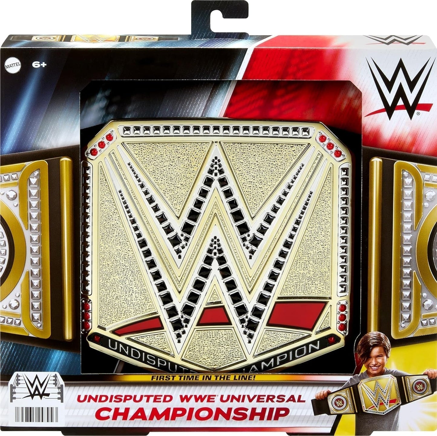 Mattel Mattel WWE Championship Belt, onbetwist WWE Universal Championship rollenspel en kostuum, ca. 100 cm lange kunstleren riem met unieke pasvorm, HYJ35 actiefiguren Naty Shop