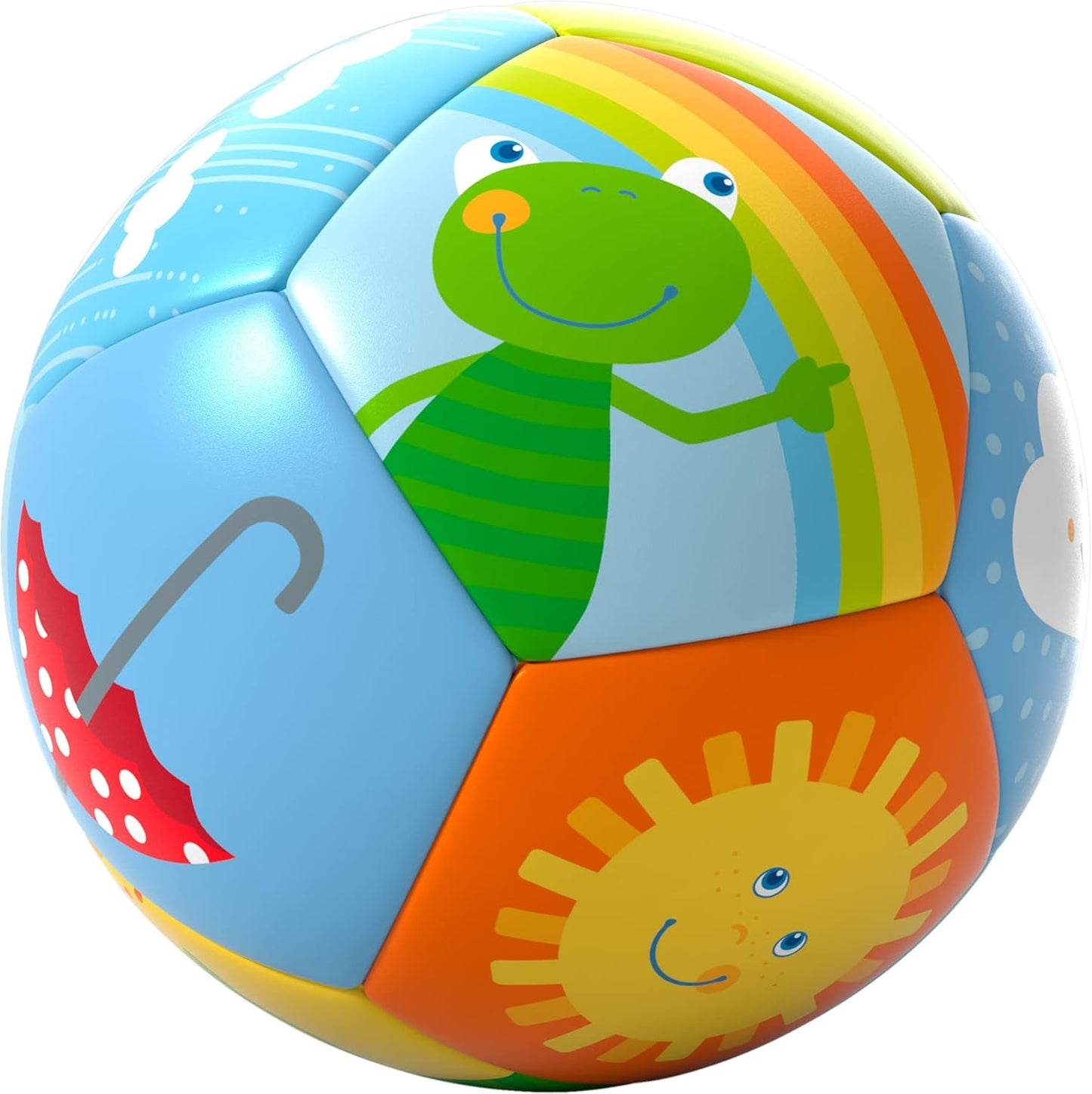 HABA Babyball Rainbow World - Zachte bal vanaf 6 maanden met kleurrijke weermotieven, Ø 11 cm, perfect voor eerste vang- en balspelen - 1306318001 Jucarii Bebe Naty Shop Standaard titel