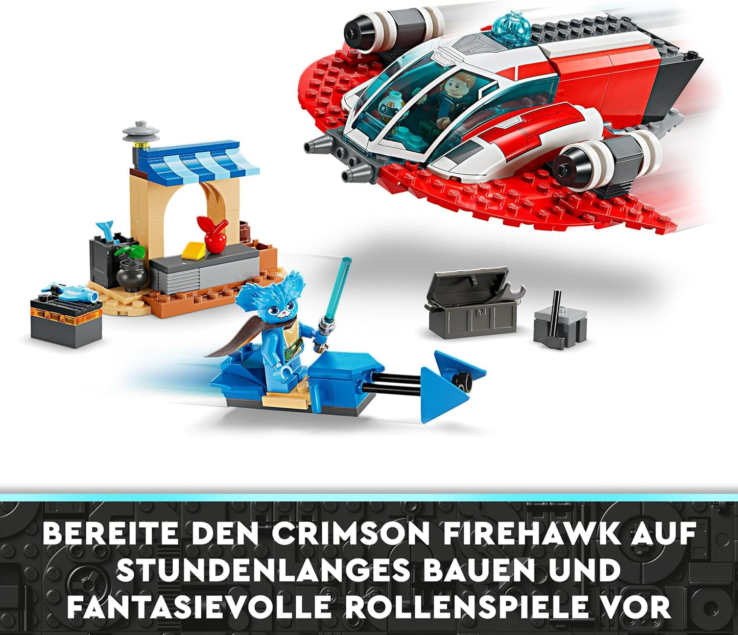 LEGO Star Wars: The Adventures of the Young Jedi Crimson Firehawk, startset voor kinderen met bouwbaar ruimteschip, speederbike en 3 figuren, cadeau voor jongens en meisjes vanaf 4 jaar 75384 Bouwsets Besuche den LEGO-Store