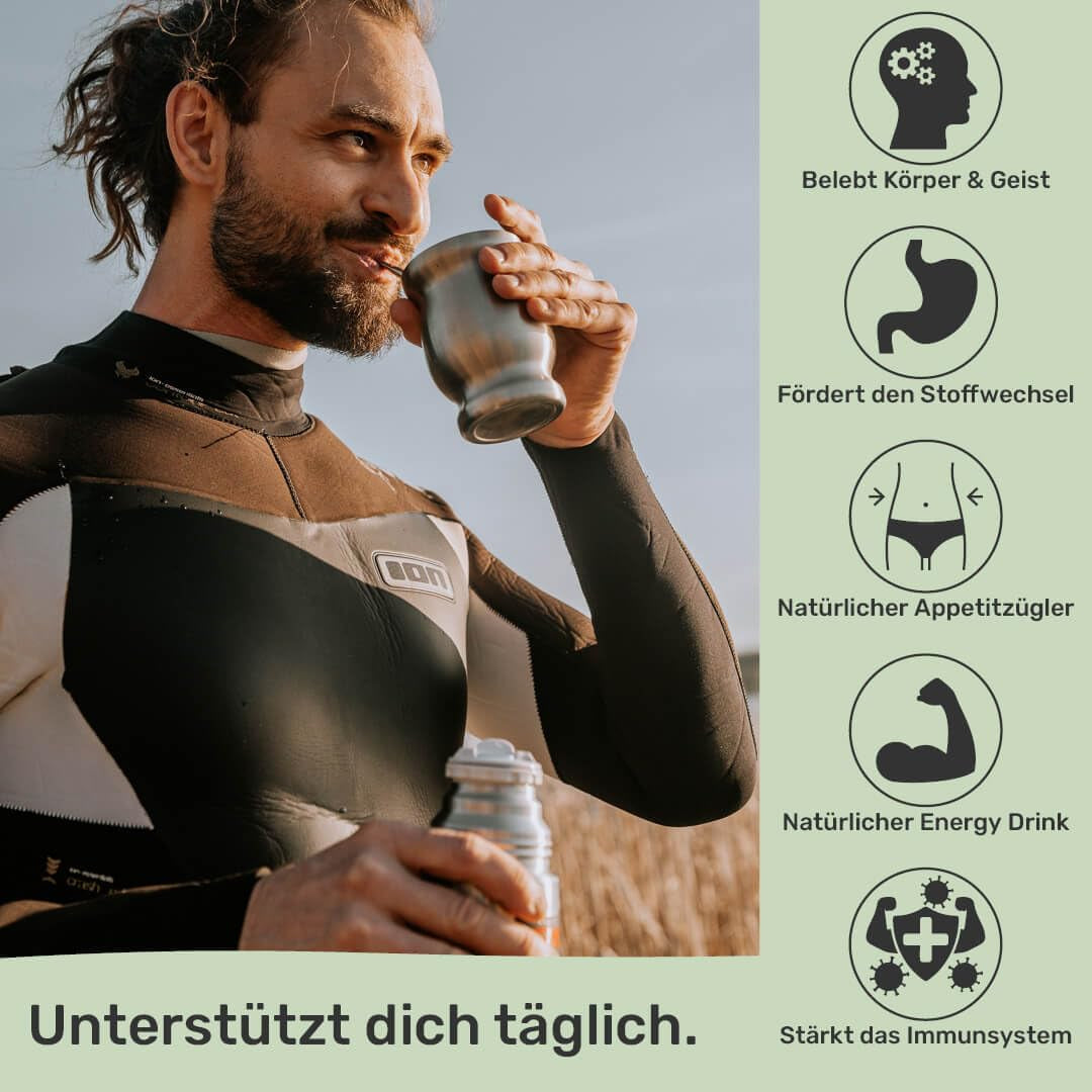 BIO Yerba Mate Thee 1 kg ● Origineel ● Rijp ● Ongebrand ● Luchtgedroogd ● Rookvrij ● Plasticvrij ● Fair Trade ● Matethee van matebladeren, matestukjes en matebladpoeder ● DE-ÖKO-006