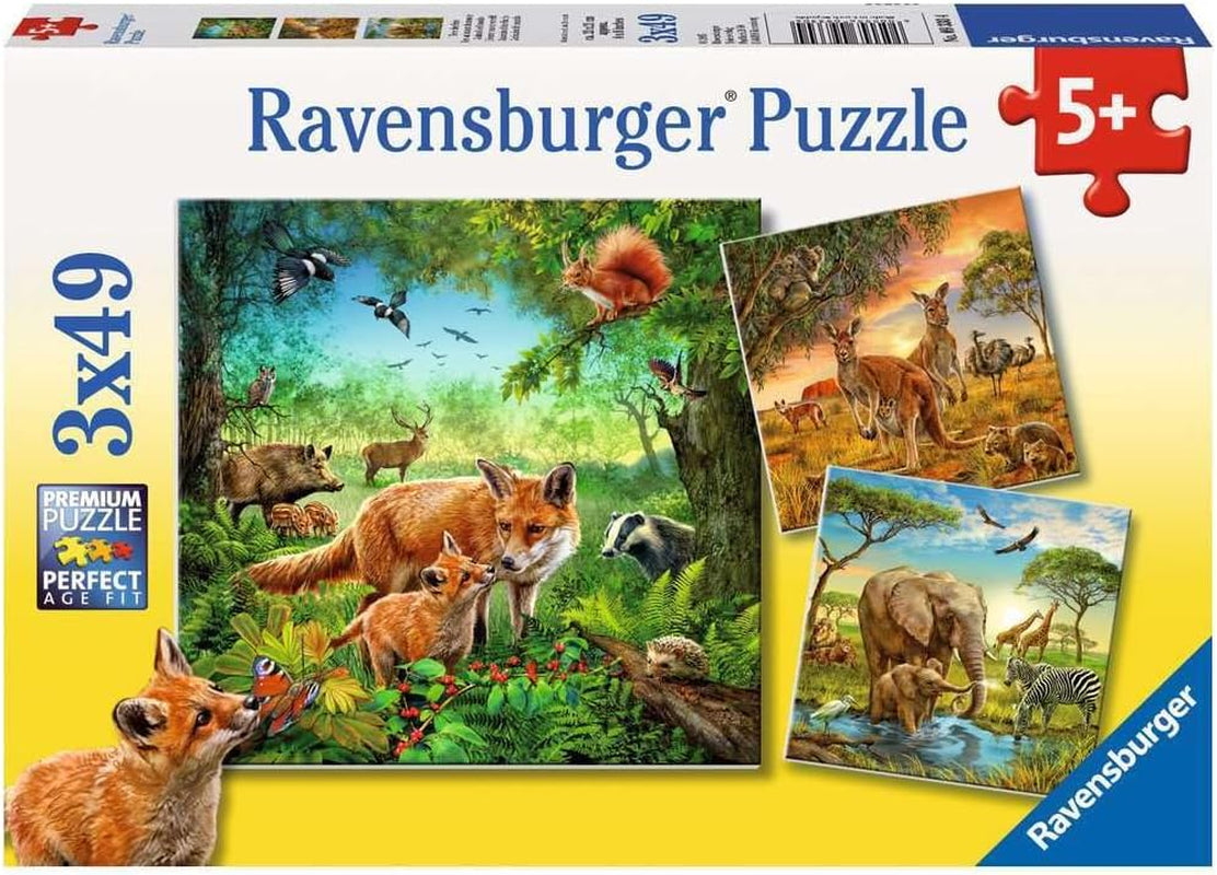 Ravensburger Puzzel voor kinderen - 09330 Dieren van de Aarde - Puzzel voor kinderen vanaf 5 jaar, met 3X49 stukjes Puzzel Naty Shop Fotografic