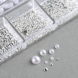 GZSY Nail Art Strasssteine ​​Nagel Perlen Weiß 12Raster Nagel Charms Nageldesign Zubehör Perle Nail Art