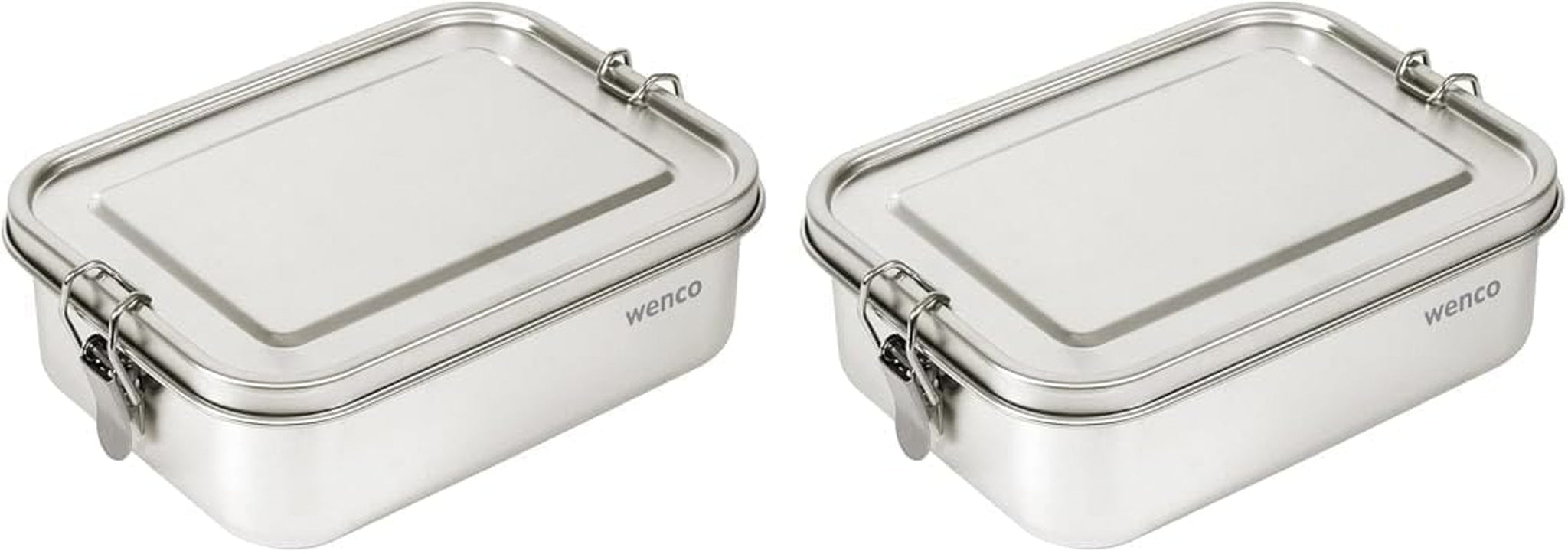 Wenco roestvrijstalen lunchbox 2 compartimenten grote capaciteit 850 ml lunchbox waterdicht vaatwasmachinebestendig inclusief vervangende siliconen ring 18,5 x 14 x 5,5 cm zilver (2 stuks) Naty Shop voedselbewaardozen 850 ml (2 stuks)