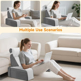 Groot leeskussen met afneembare neksteun en armleuningen, rugkussen voor bed, ergonomisch rugkussen met arm, zak en wasbare hoes voor lezen en tv kijken.