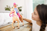 Barbie pop en paardenspeelgoed, rijaccessoires, inclusief 1 pop en 1 paard, geschikt als cadeau voor kinderen vanaf 3 jaar, FXH13