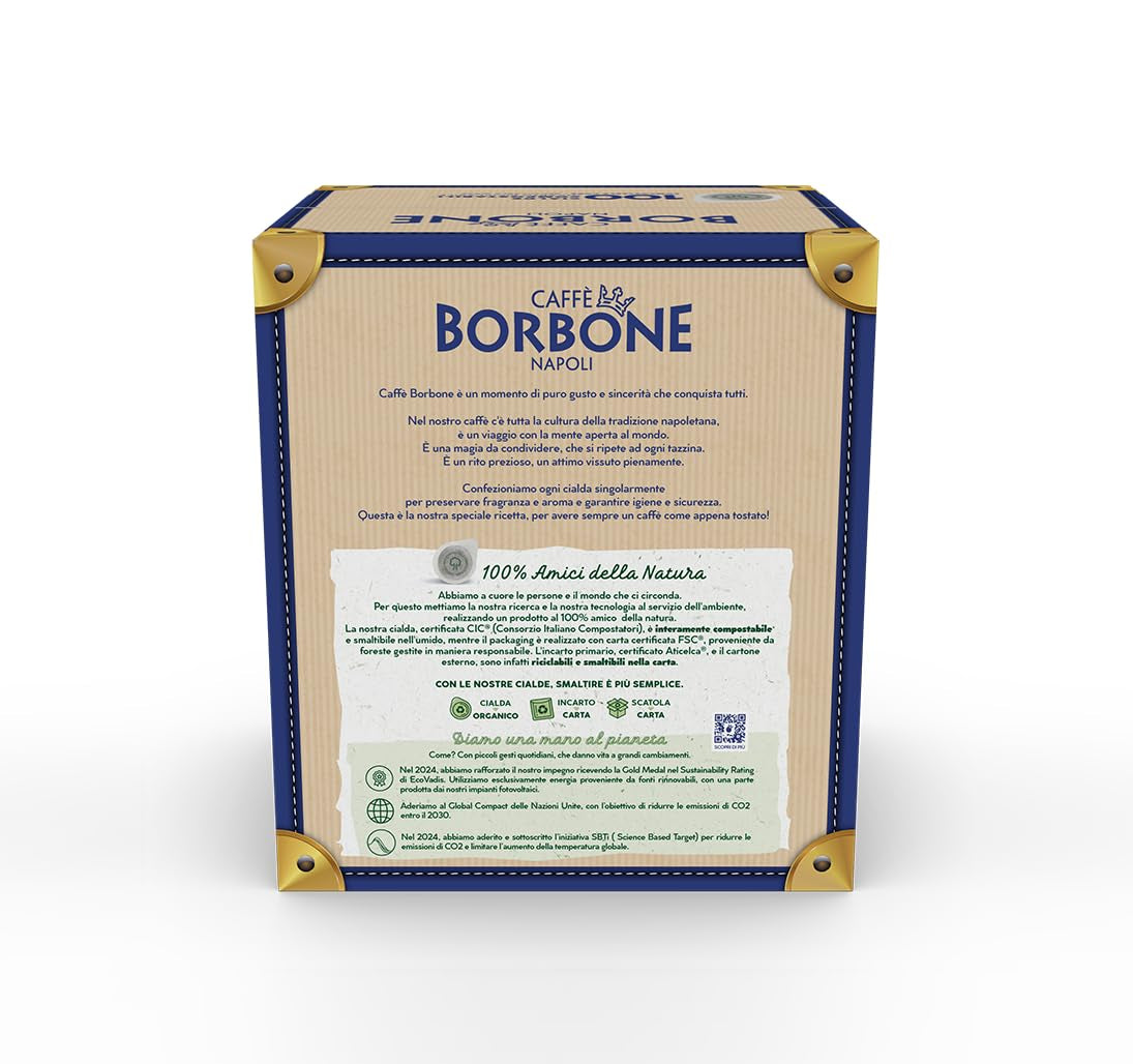 Caffè Borbone Kompostierbare Kaffeepads, Goud-Kaffeemischung - 100 Pads - Compatibel met ESE Systeem Papierblokken 44 mm