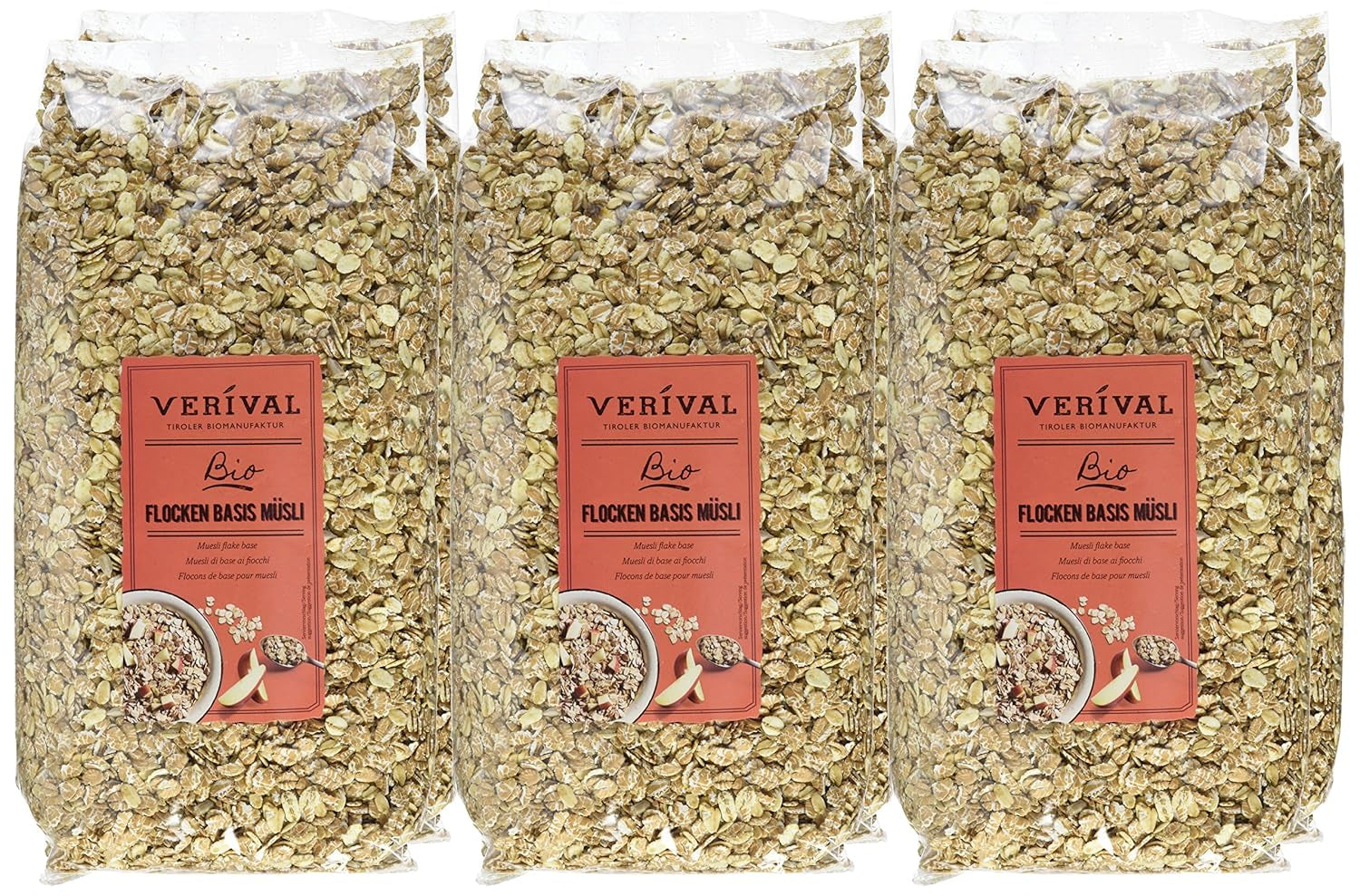 Verival Vlokken Muesli Basis - Biologisch, 6 Pak (6 x 1 kg)