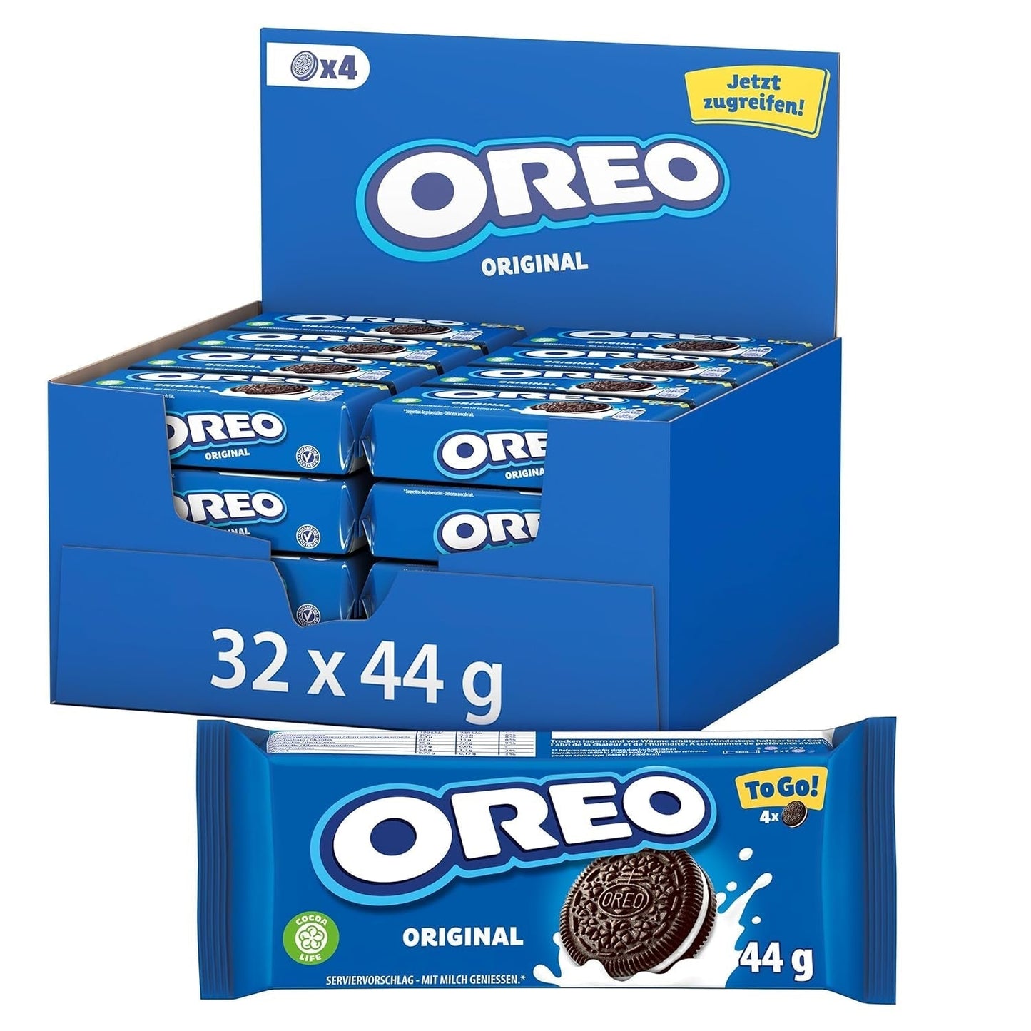 OREO Original - Krokante koekjes met cacao en heerlijke roomvulling met vanillesmaak - 32 x 44 g