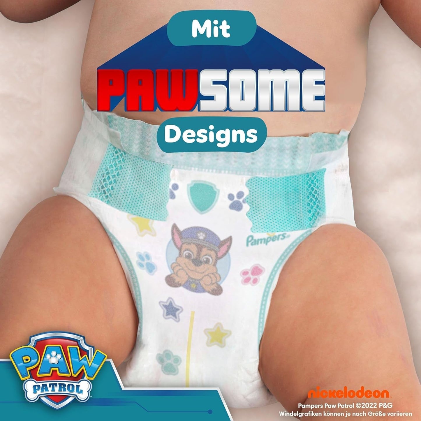 Pampers Baby-Dry Puppy Patrol Edition luiers, maat 4, 222 luiers, 9kg - 14kg, tot 100% lekbescherming en de hele nacht comfort