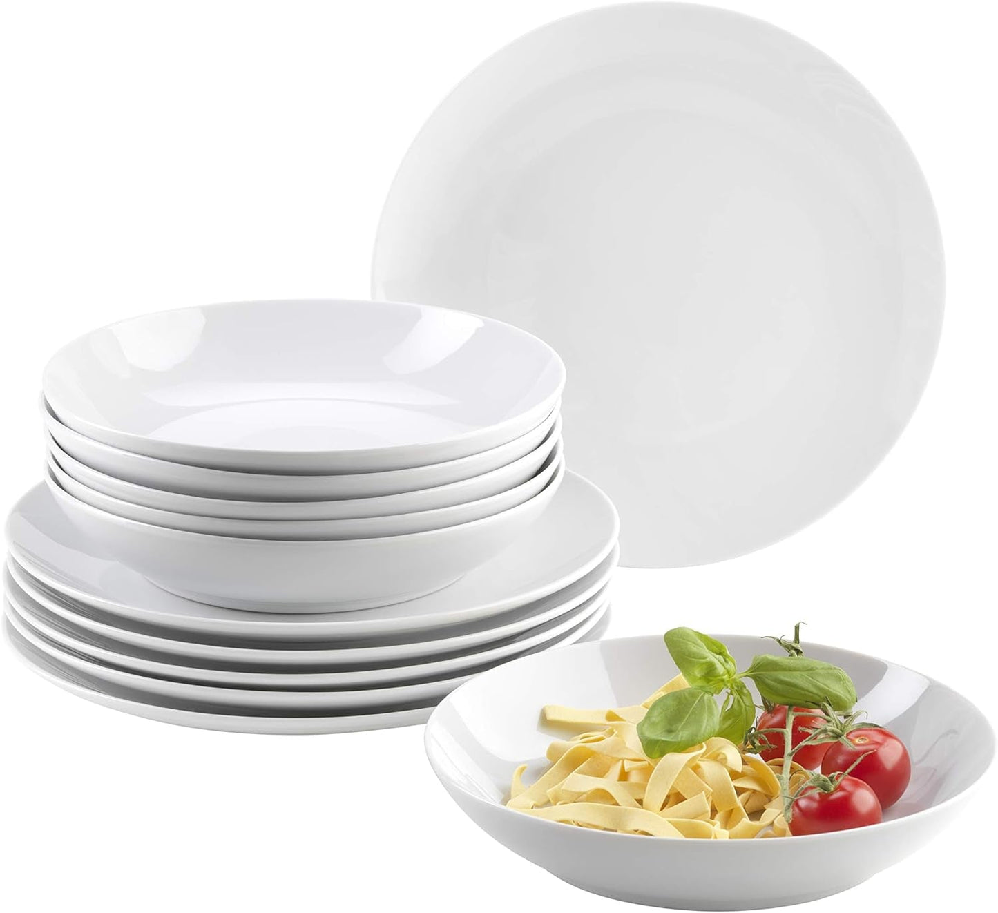 Mäser Barca servies voor 6 personen, set van 12, porselein, wit