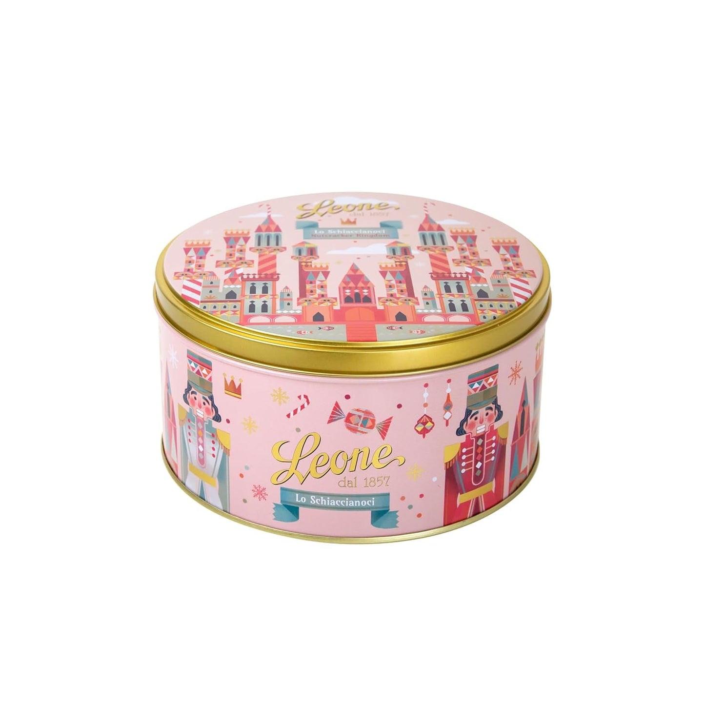 Leone uit 1857 - Metalen doos met diverse gelatine en chocoladevierkantjes - Leone snoepjes en chocolaatjes - Limited Edition De Notenkraker - Geschenkdoos 450g