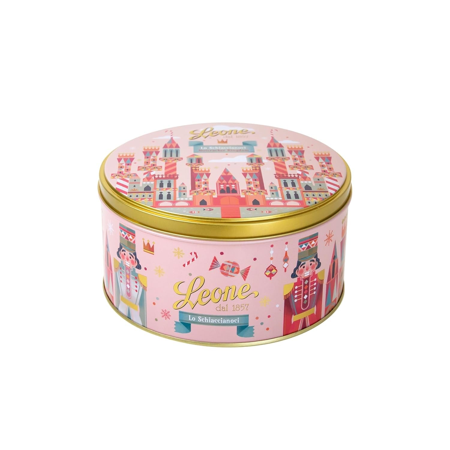 Leone uit 1857 - Metalen doos met diverse gelatine en chocoladevierkantjes - Leone snoepjes en chocolaatjes - Limited Edition De Notenkraker - Geschenkdoos 450g