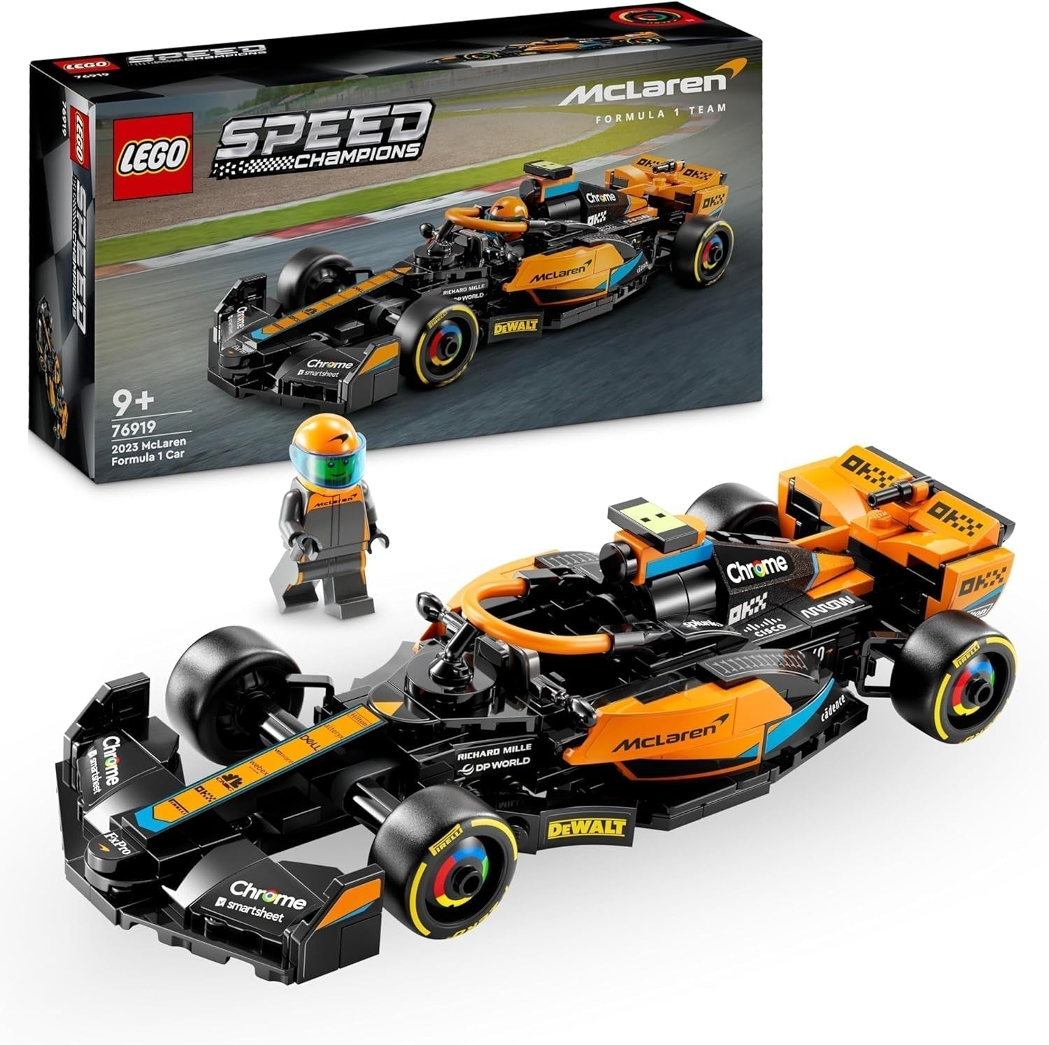 LEGO Speed Champions McLaren Formule 1 Raceauto 2023 Speelgoed voor kinderen vanaf 9 jaar, jongens en meisjes die graag zelfstandig spelen Bouwbaar voertuigmodel Kinderkamerdecoratie 76919 Bouwsets