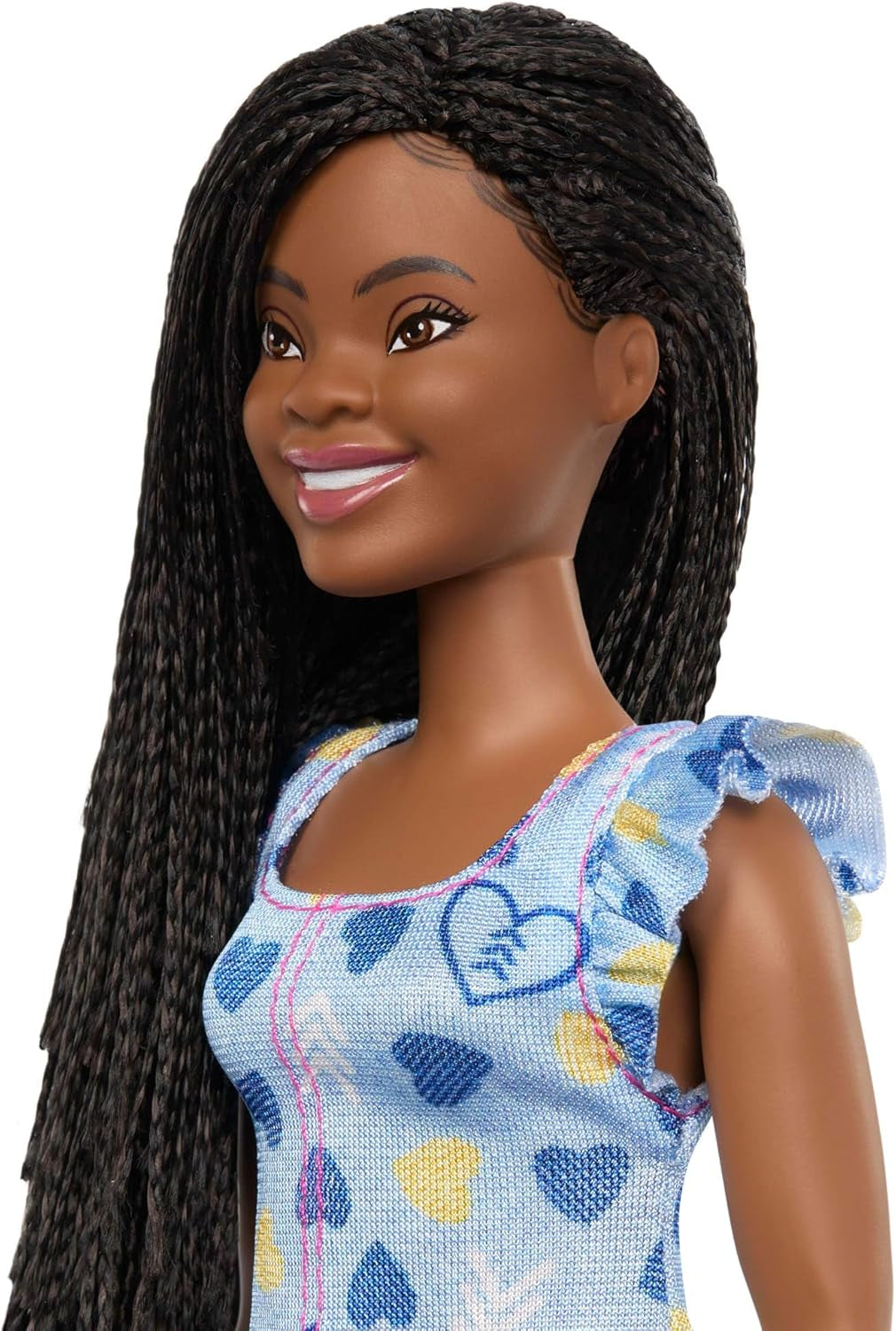 Barbie Fashionistas pop nr. 229 met Downsyndroom in hartjurk, ontwikkeld in samenwerking met de National Down Syndrome Society, HYK14 Naty Shop Dolls