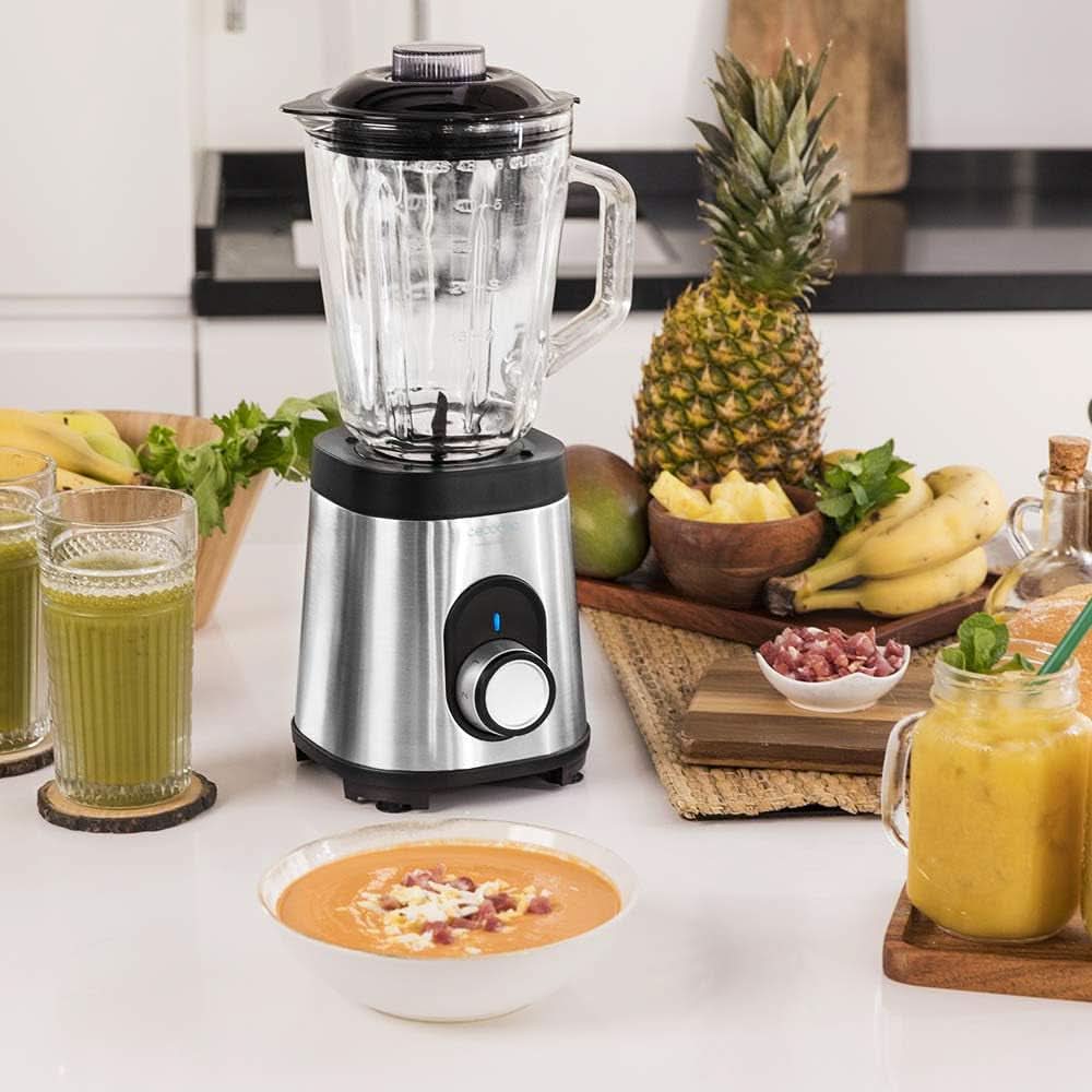Cecotec Menger Glas Power Schwarz Titan 1000 INOX. 1000 W, Edelstahlgehäuse, 6-Blatt-Blatt Mit Schwarzer Titanbeschichtung, 1,5-L-Glaskrug, 5 Geschwindigkeiten [Energieeffizienzklasse a +] Keuken Naty Shop