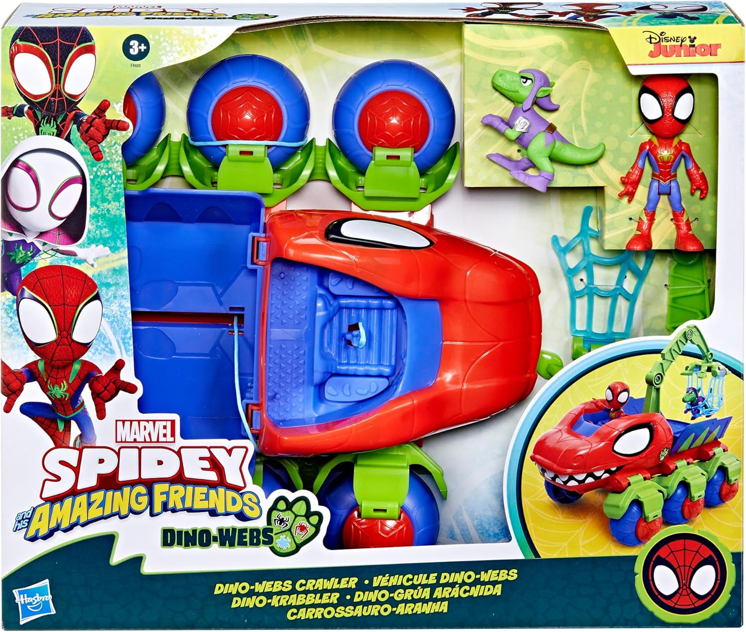 Marvel Spidey en zijn supervrienden Dino Crawler superheldenspeelset met Spidey- en Dino-figuren en transportspeelgoed voor kinderen vanaf 3 jaar Actiefiguren Naty Shop