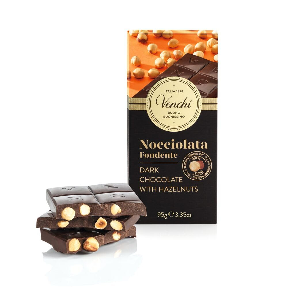 Venchi - Gezouten hazelnootreep, gezouten hazelnoten, amandelen en pistachenoten, 95 g, met "Piemonte-hazelnoten", glutenvrij, zonder kunstmatige kleurstoffen en zonder conserveermiddelen