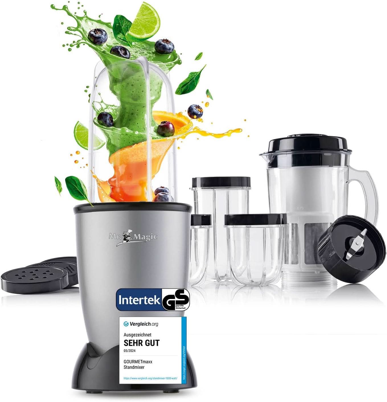 Gourmetmaxx Mr Magic Blender, Smoothie Maker met Xxl Naty Shop accessoirepakket