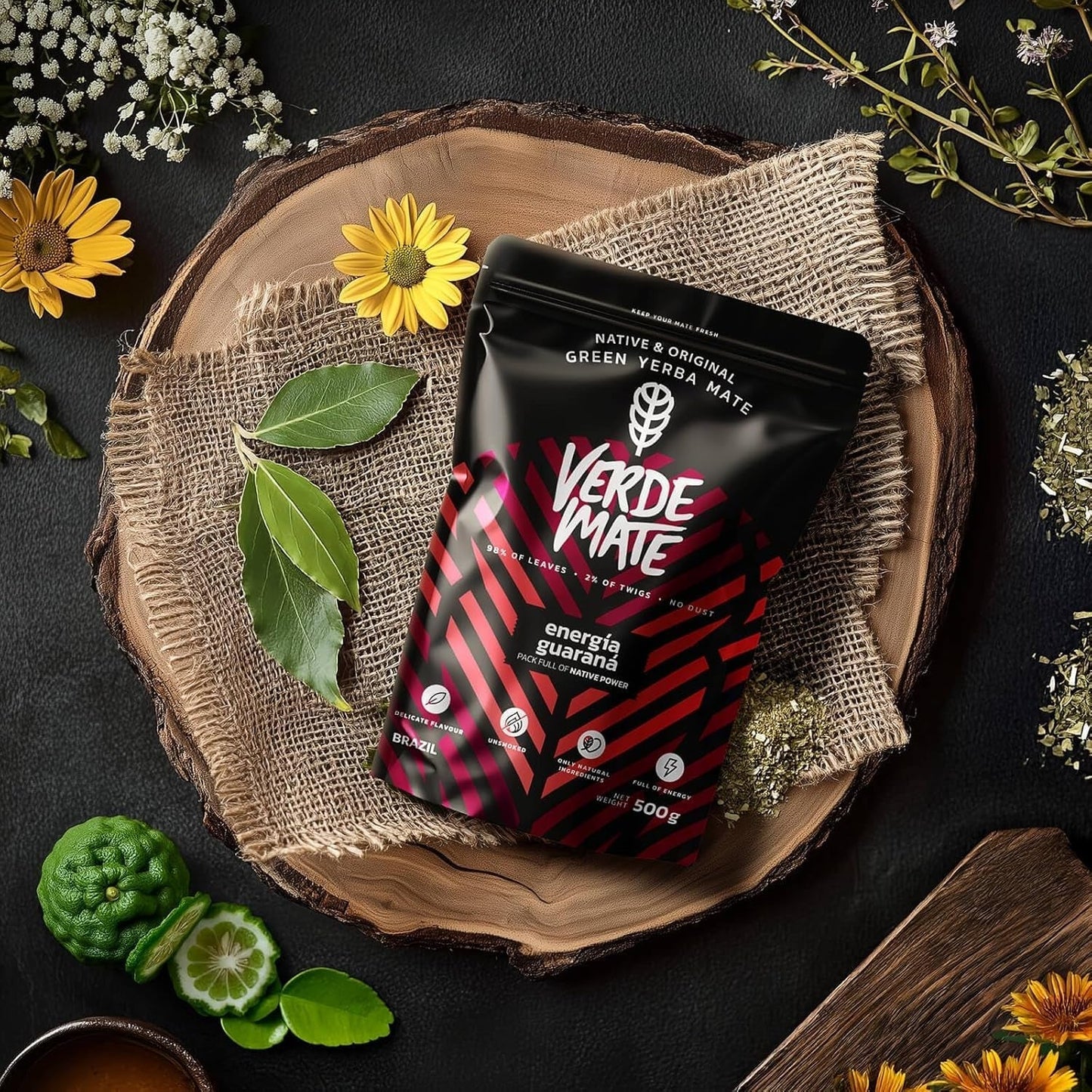 Green Mate Green Orgánica Energie Guarana 500G | Biologische Yerba Mate Thee uit Brazilië | Natuurlijk cafeïnegehalte | Biologische Mate-thee
