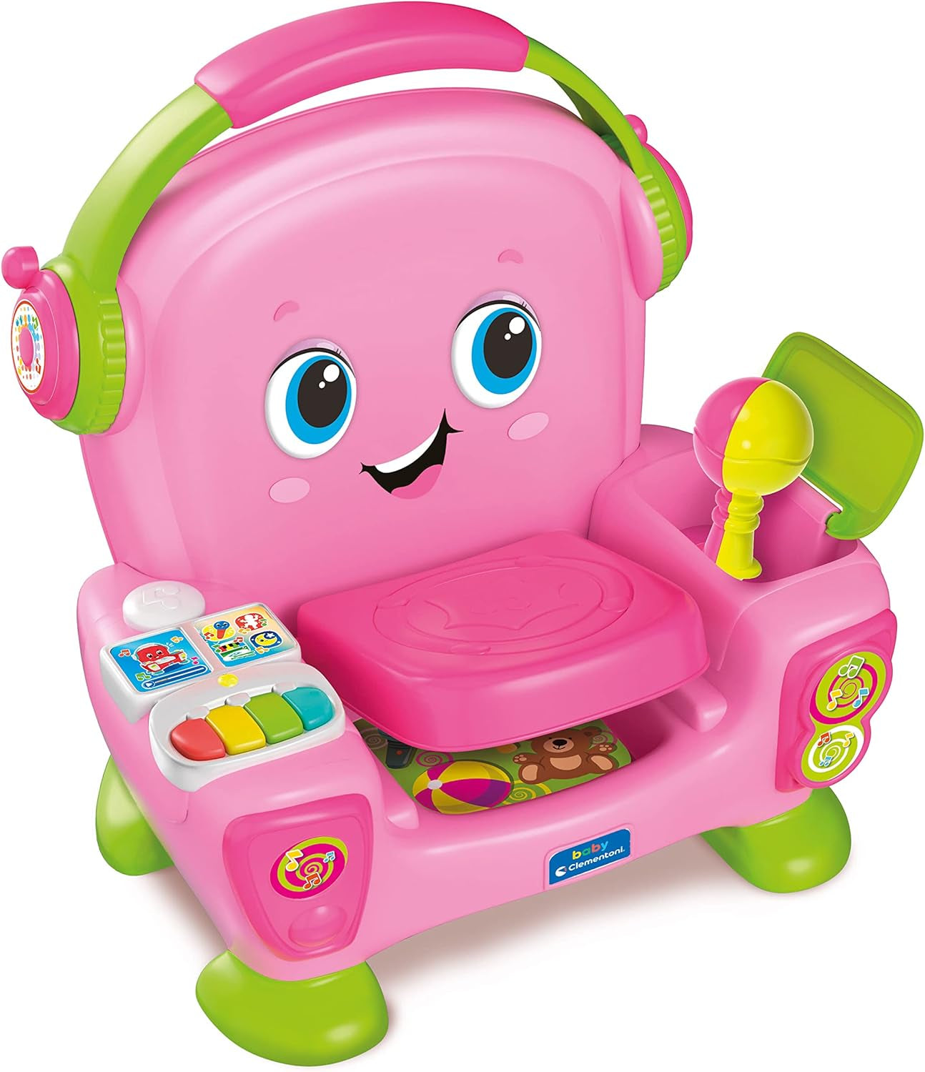 Clementoni 17755 Zingende fauteuil met roze geluid en dans - interactieve en multifunctionele fauteuil voor kinderen in het Italiaans, speelgoed 1 jaar - Made in Italy, veelkleurig Speelgoed Bebe Naty Shop