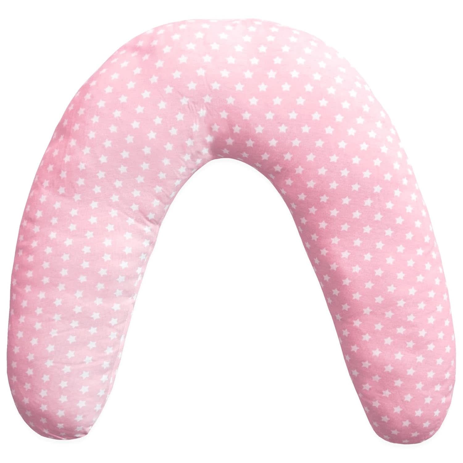 Voedingskussen voor pasgeborenen, XL, 100% katoenen hoes, afneembaar en wasbaar, Polyester vulling, Sterpatroon Accessoires Voeding en Verpleging Bebe Naty Shop Roze XL