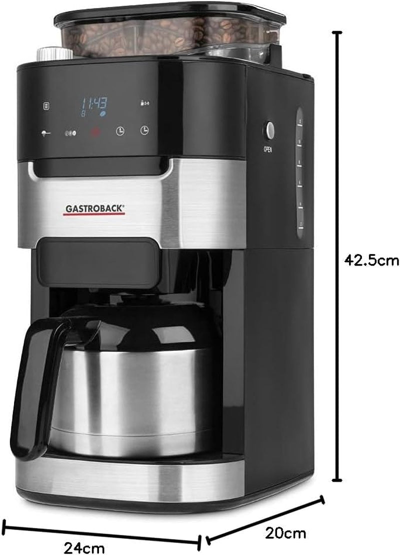 GASTROBACK Grind & Brew Pro thermische espressomachine, zilver, zwart