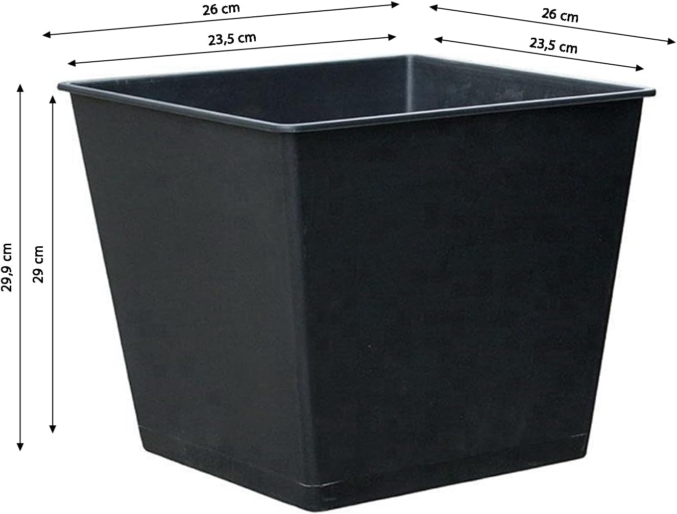 Dehner universele pot, kunststof, zwart, 30 x 26 x 26 cm