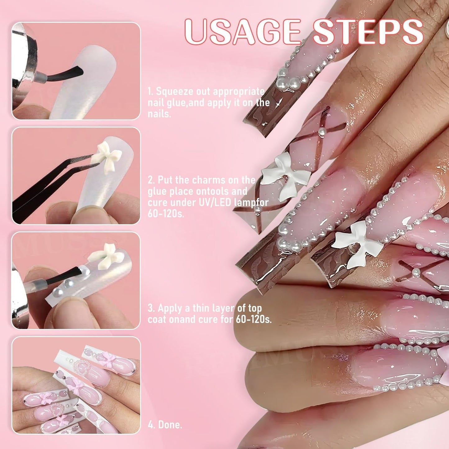 3D Nail Art Decoraties, 1 Doos Nail Art Charms, Gemengde Stijl Bloem Hart Strik Nail Art Charms, Hars Nail Art Decoraties, Voor Nail Art Decoraties, DIY Craft Accessoires