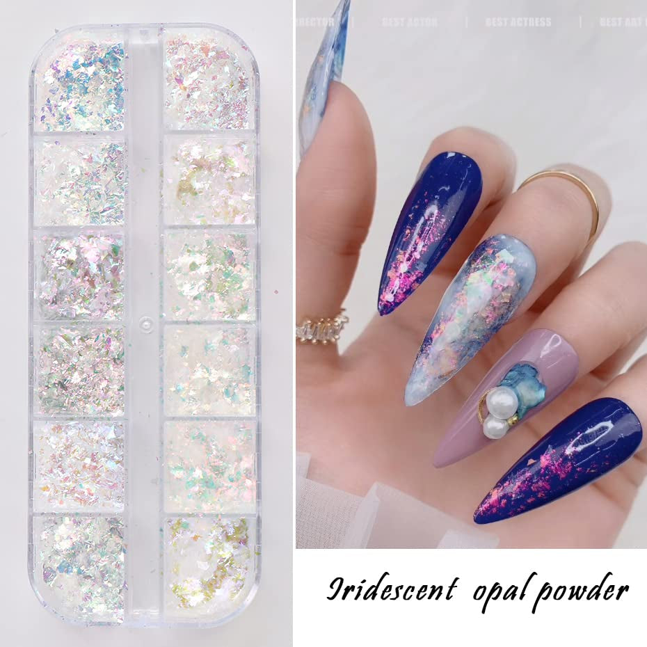 JMEOWIO Nagelglitter 12 roosters Aurora Nail Art decoratieaccessoires nageldesign