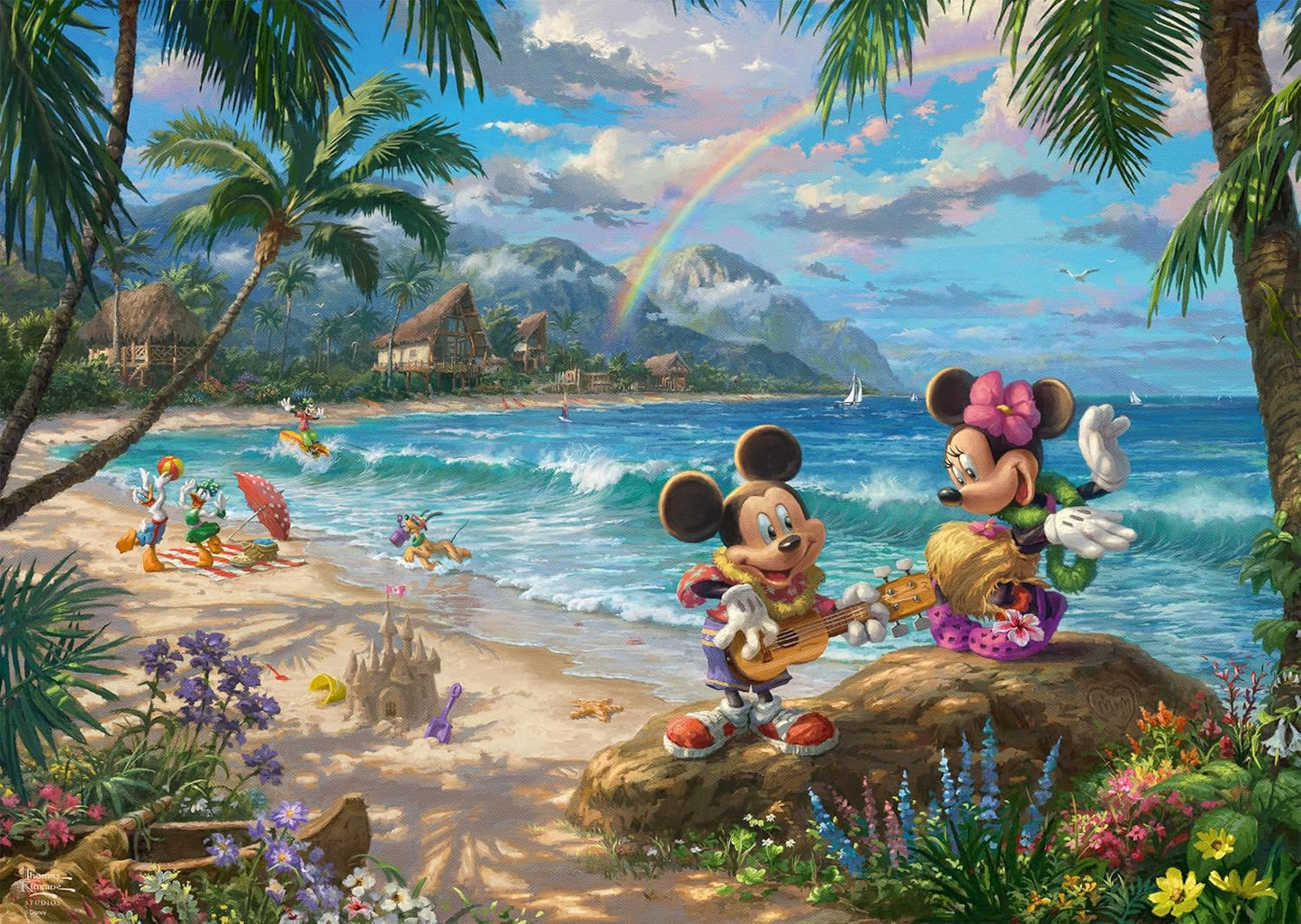 Schmidt Spiele Thomas Kinkade 57528 Disney Mickey en Minnie in Hawaii 1000 stukjes puzzel kleurrijk [Exclusief op Amazon] Puzzel Naty Shop
