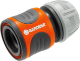 Gardena 13 mm (1/2 inch) en 15 mm (5/8 inch) slangaansluiting: Insteekaansluiting voor slanguiteinde, uitsparingen voor klemming, eenvoudige montage, in doos (18215-20)