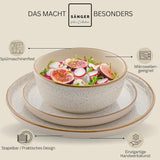 SÄNGER Rio Creme | 18-delige aardewerken serviesset voor 6 personen, inclusief 6 dinerborden, 6 dessertborden en 6 kommen | DE WAARDE-COLLECTIE