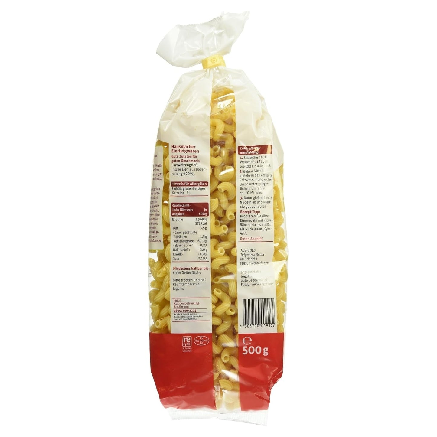 tegut... Eiernoedels Kurkentrekker, 5 stuks (5 x 500 g)