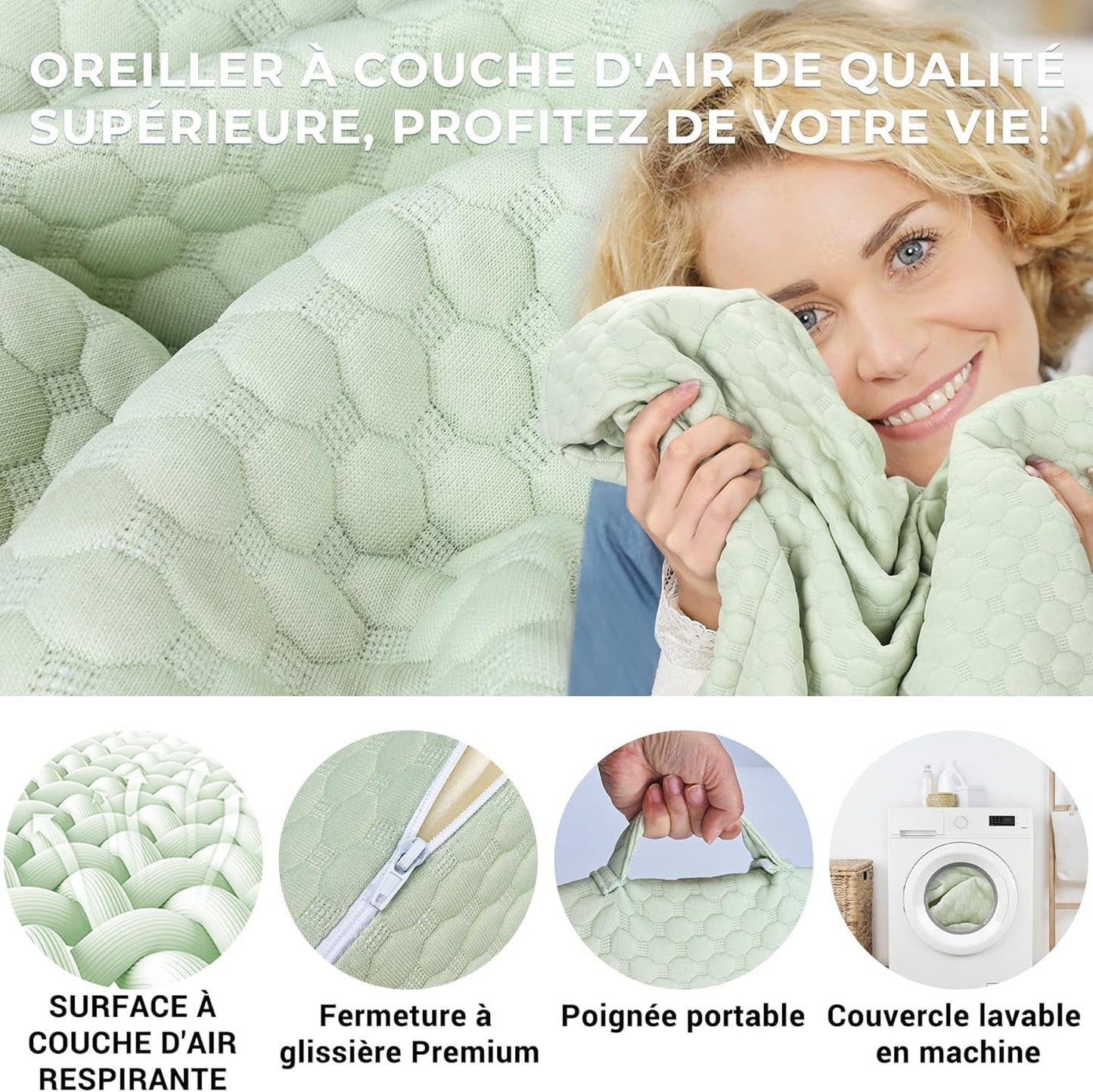 INFANZIA wigkussen voor bed, hoekkussen, driehoekig kussen, opvouwbaar, traagschuim, slaapapneu, zure reflux, beenhoogte, lezen, groen