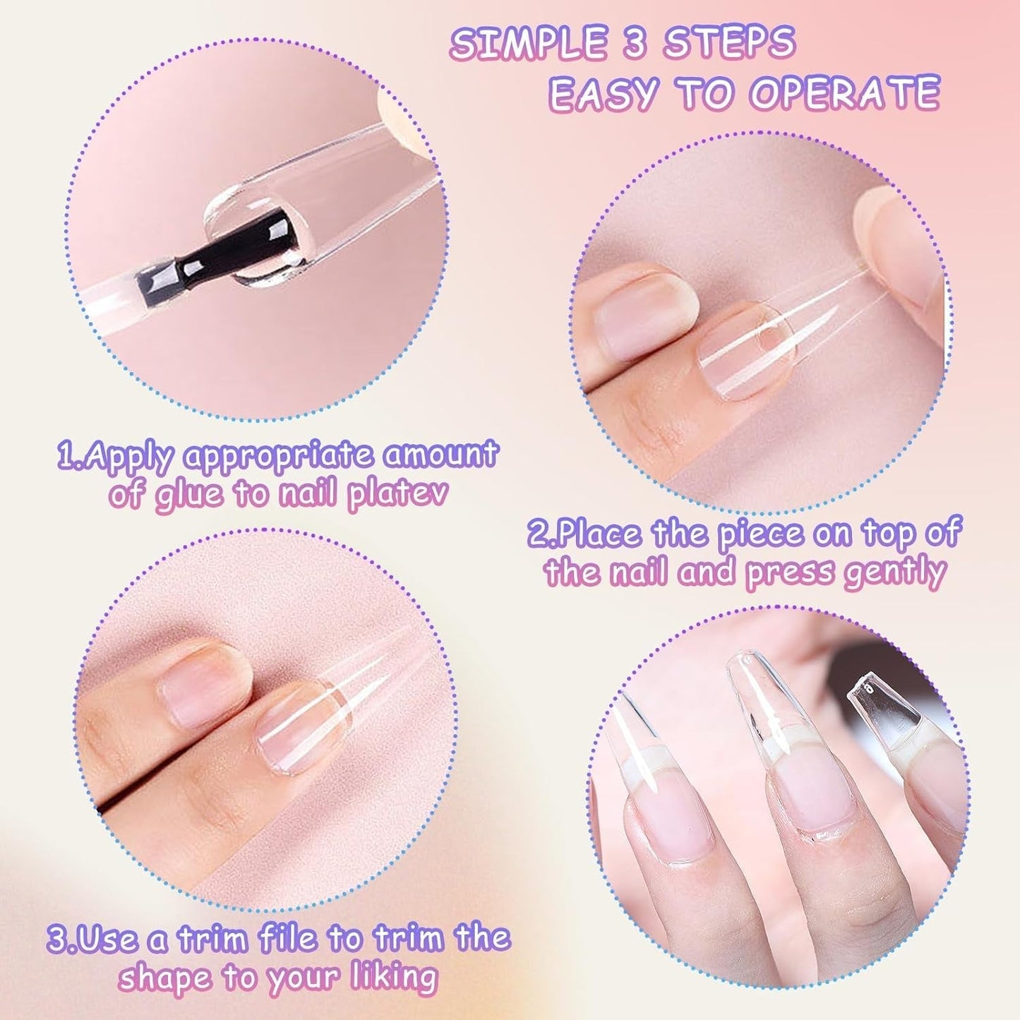 Extra lange transparante kunstnagels 240 stuks Half bedekkende kunstnagels Vierkante rechte kunstnagels Franse nagelverlengingen voor nagelsalons en doe-het-zelf nail art