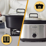 Crockpot uit de slowcooker,| 3,5 liter (3-4 personen), bak voor het bruinen van vlees en groenten, RVS Slowcooker Naty Shop