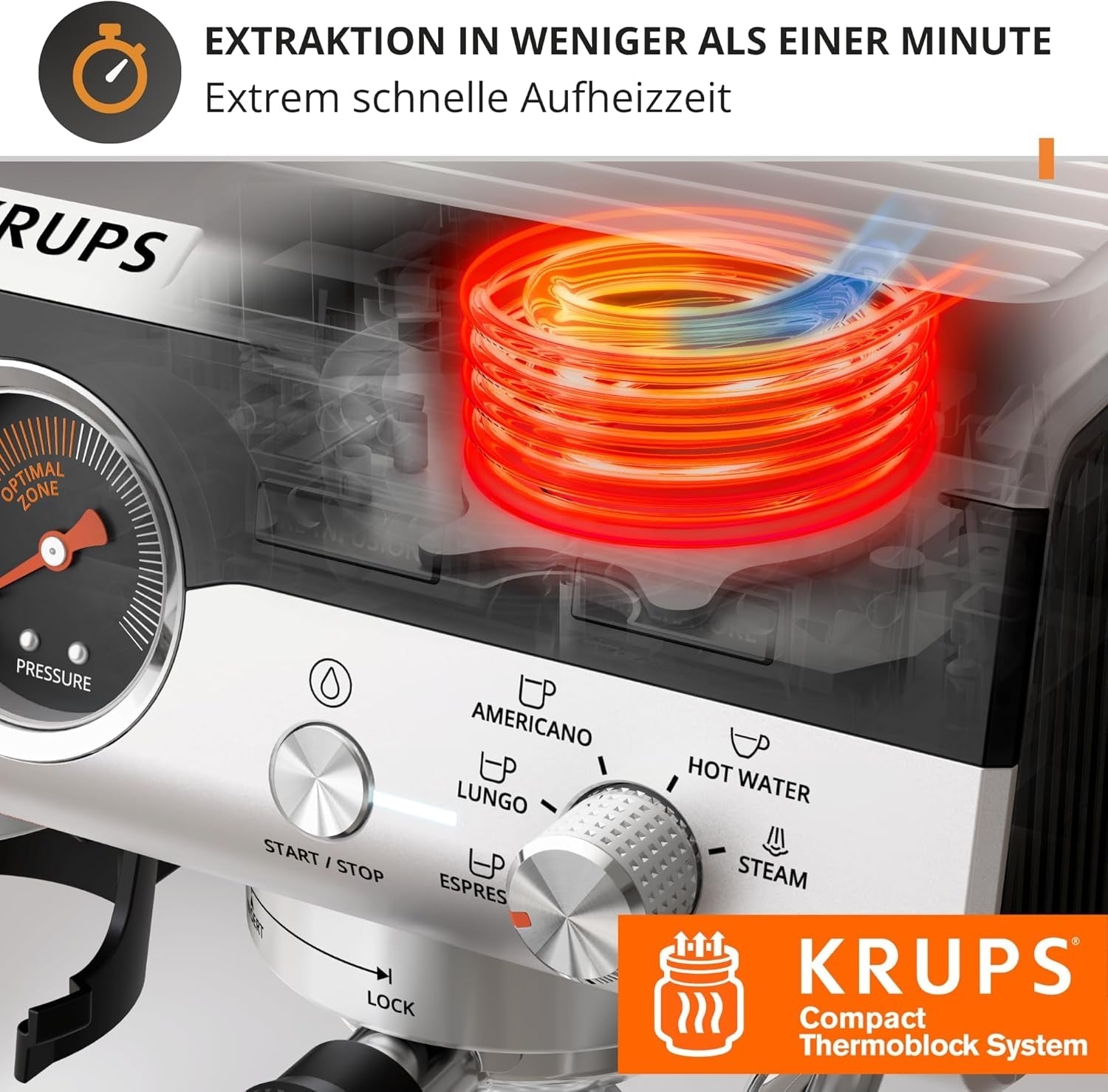 Krups Precision handmatige espressomachine met portafilter en molen, barista koffiemachine met intuïtief bedieningspaneel, pre-infusie instellingen, espressomachine met stoompijpje, snelle opwarming, XP801T10