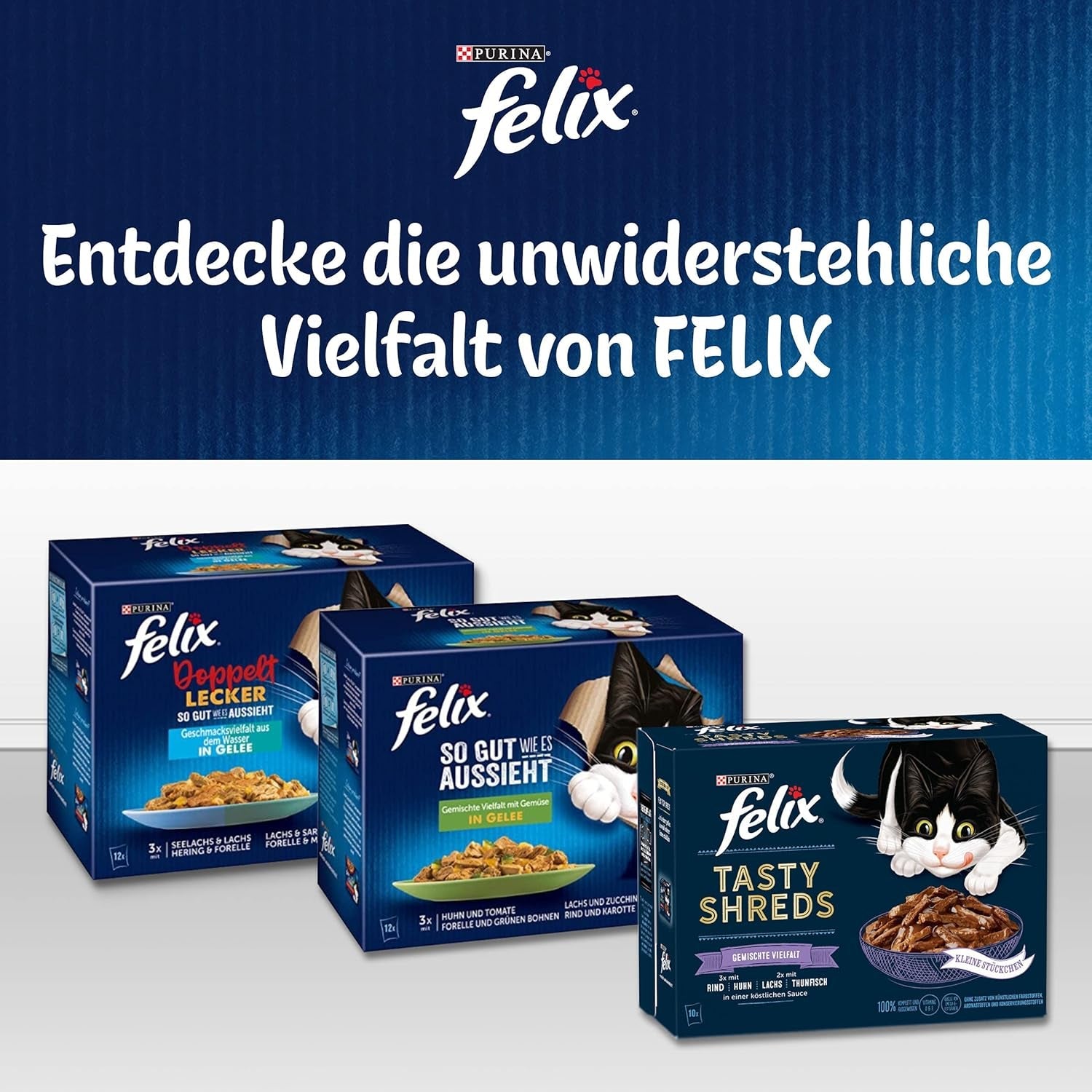 Felix Sensations Sauzen Nat kattenvoer, diverse vismix, verpakking van 6 (6 x 12 zakjes van elk 85 g)